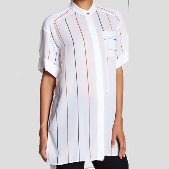 Alice + Olivia Alverta Striped Oversized Shirt